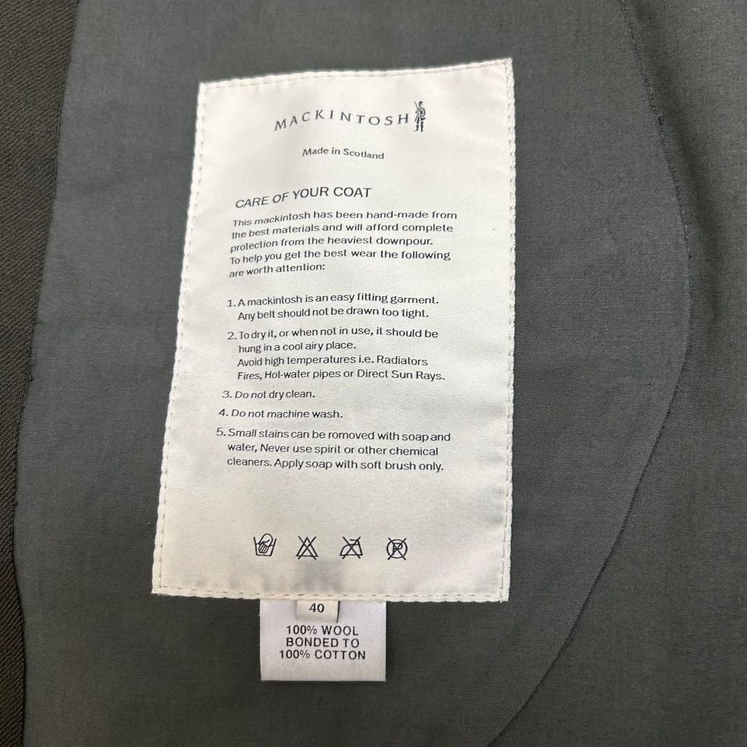 【美品】マッキントッシュ ゴム引き ステンカラーコート フード付き カーキ L