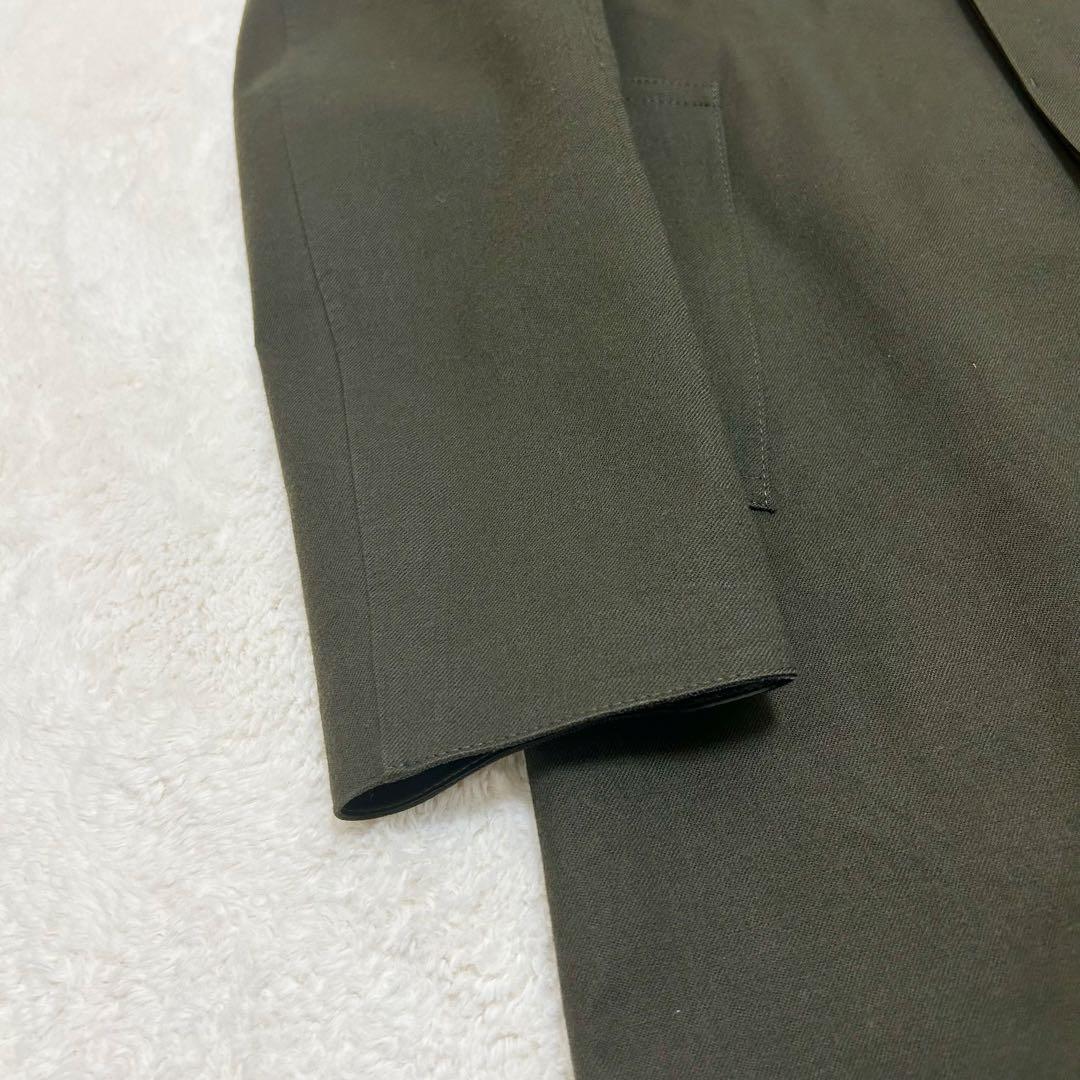 【美品】マッキントッシュ ゴム引き ステンカラーコート フード付き カーキ L