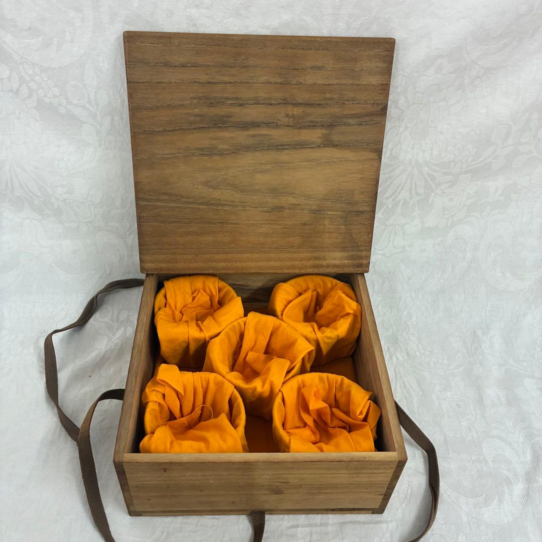 古伊万里 蕎麦猪口 金彩色絵 草花文5客 骨董品 アンティーク