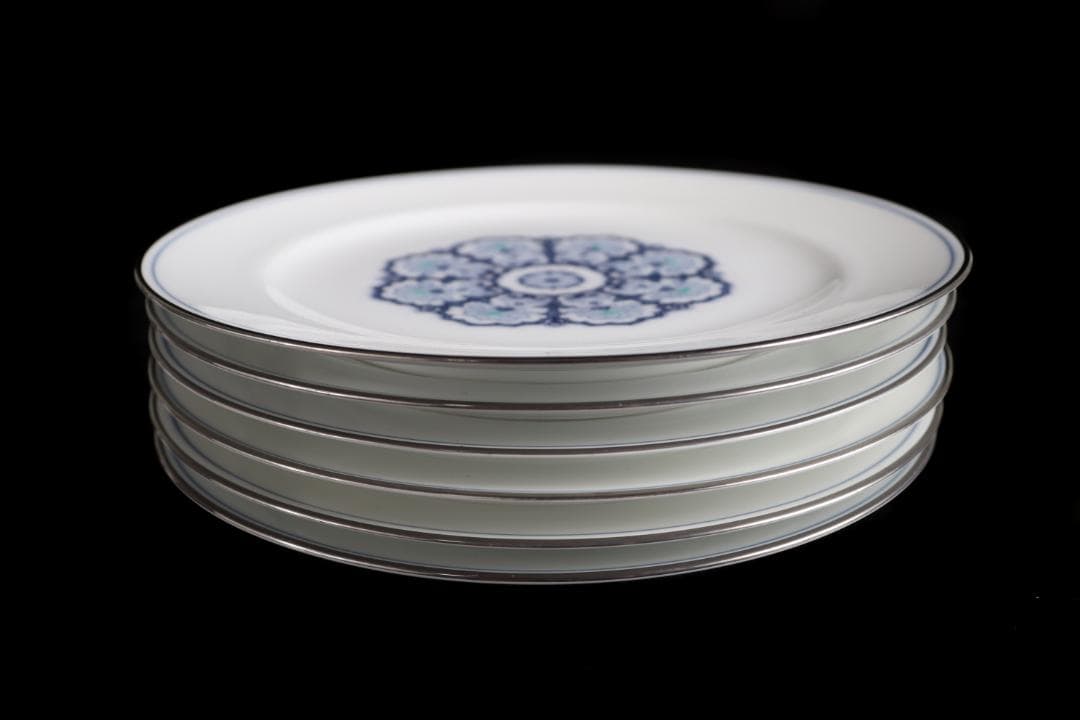 大倉陶園 呉須正倉院 プレート6枚 19.5ｃｍ 皿 プラチナ彩ハンドペイント