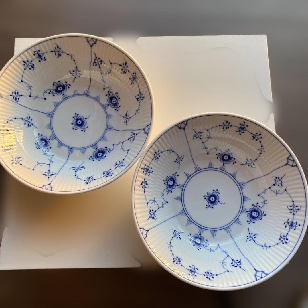 ロイヤルコペンハーゲン ブルーフルーテット　プレイン　ディーププレートセット