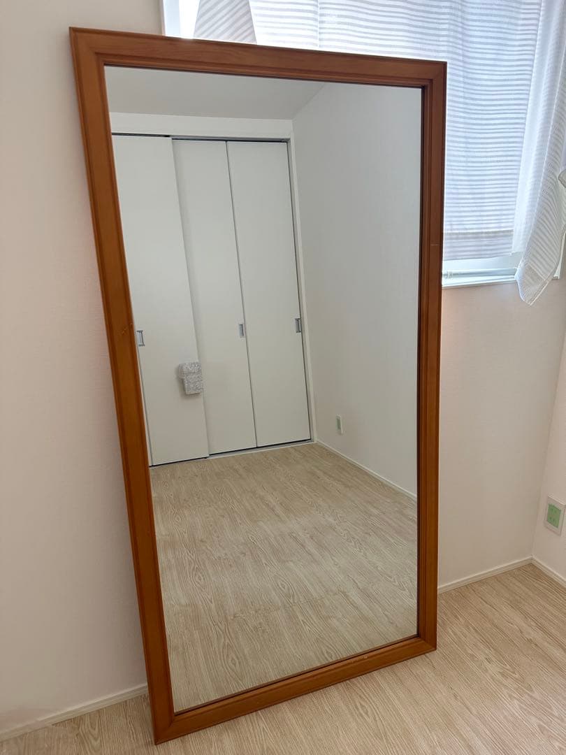 木製スタンドミラー 大きめ ブラウン