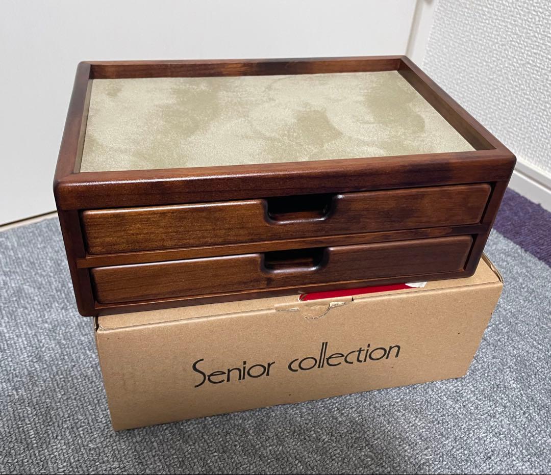 豊岡クラフト　文具ケース Ｌ 引き出し二段タイプ