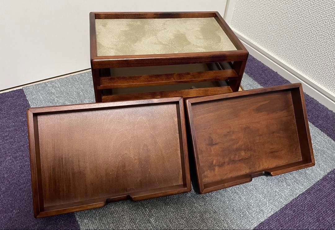 豊岡クラフト　文具ケース Ｌ 引き出し二段タイプ