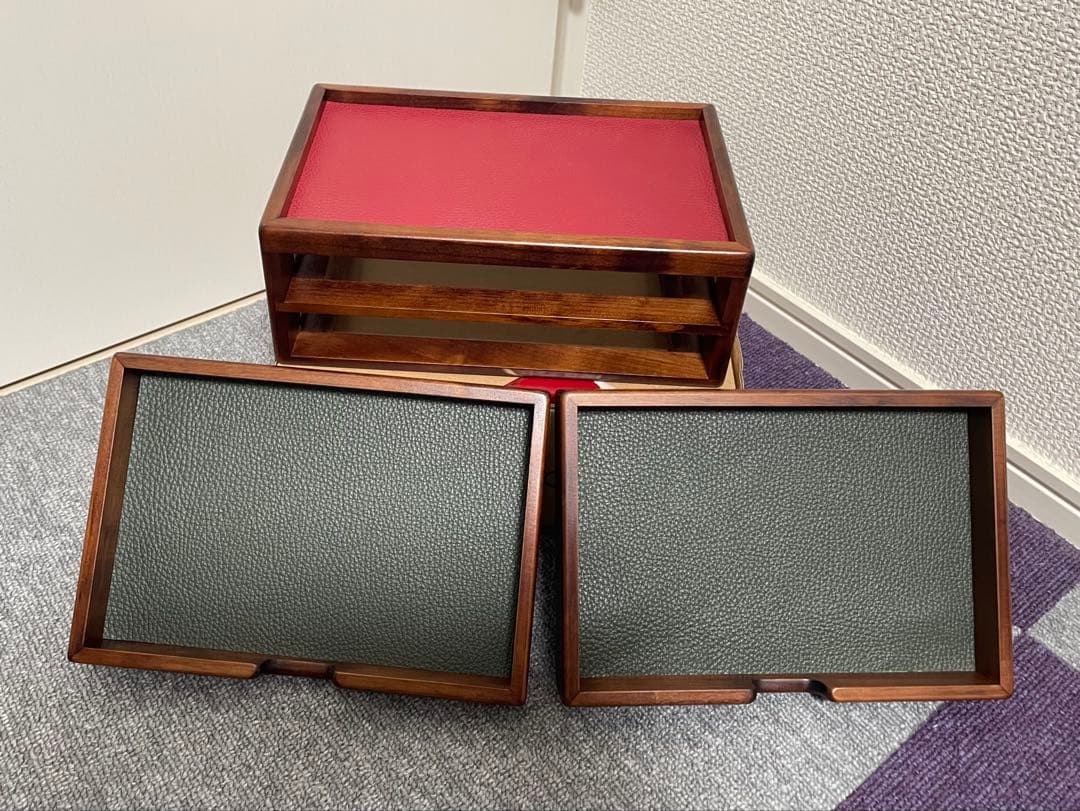 豊岡クラフト　文具ケース Ｌ 引き出し二段タイプ