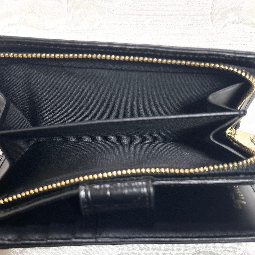 未使用品❤︎ agnes b. クロコ型押し 二つ折り財布 ブラック ゴールド金具
