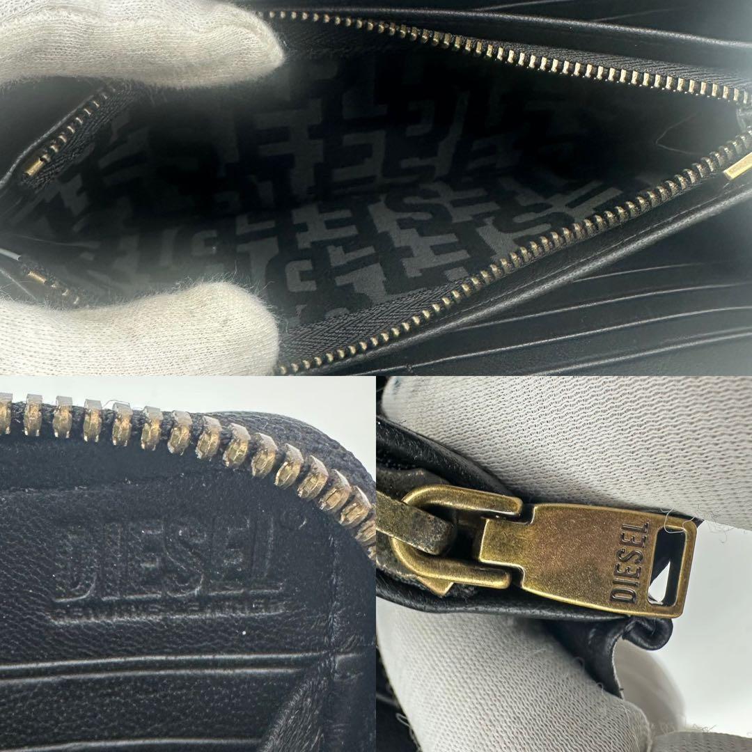 現行　美品　ディーゼル　D-VINA ラウンドジップ　長財布　キルティング　黒