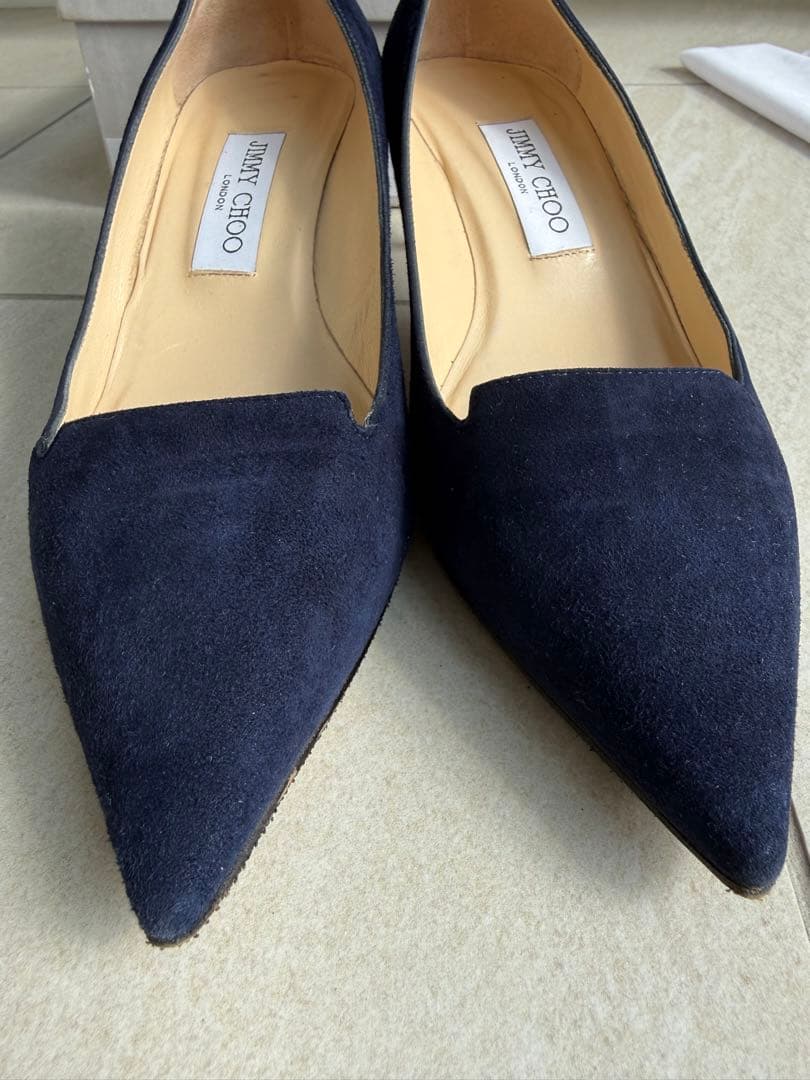 JIMMY CHOO ネイビー スエード パンプス