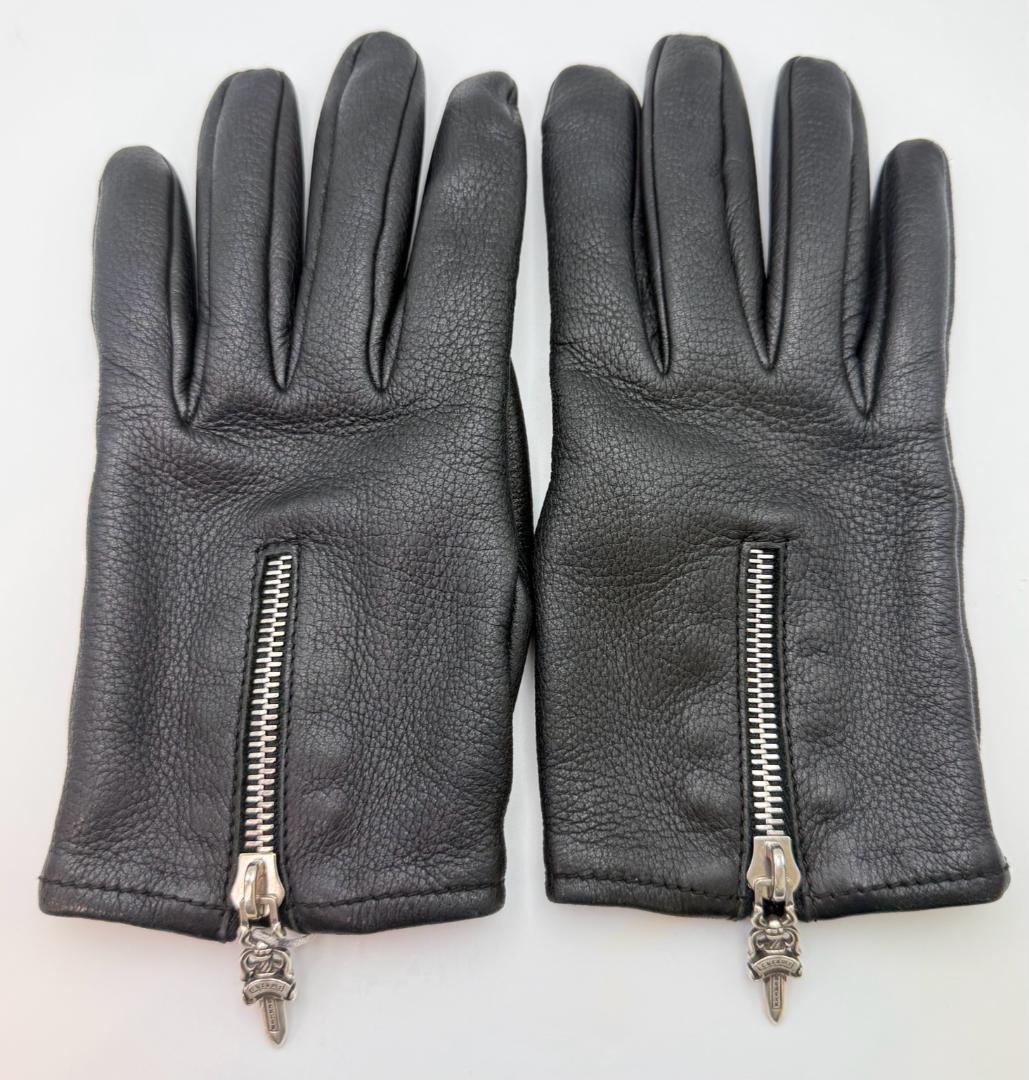 CHROME HEARTS DAGGERZIP レザー 手袋 サイズ8 ブラック
