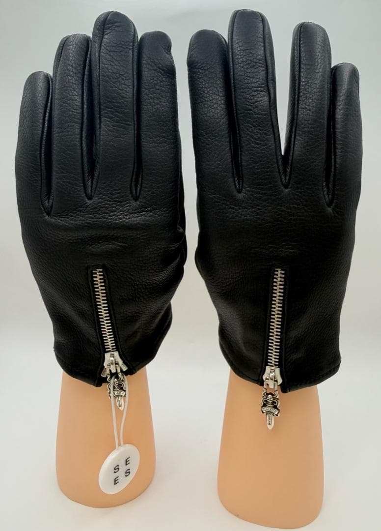 CHROME HEARTS DAGGERZIP レザー 手袋 サイズ8 ブラック