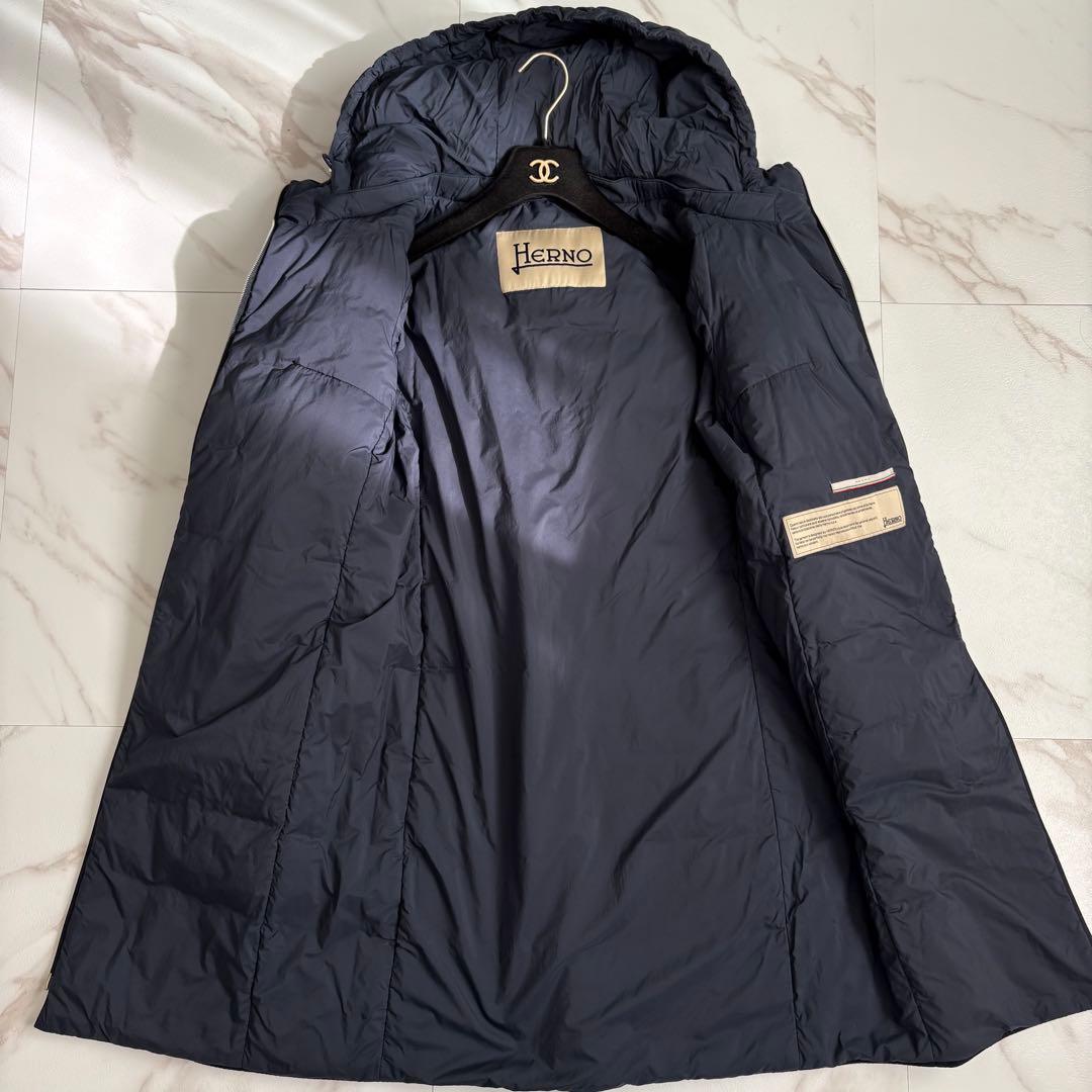 美品◆HERNO 大きいサイズ42 切り替え ダウンコート 2way 金釦