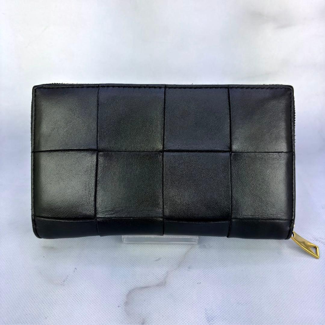 【正規品】BOTTEGA VENETA 長財布 ラウンドジップ カセットレザー黒