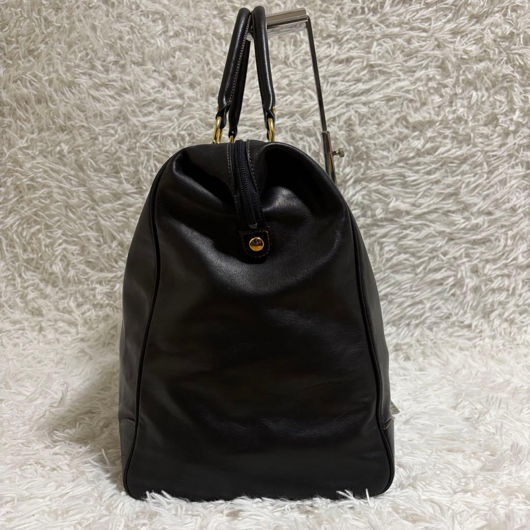 ✨極美品✨キタムラ ボストンバッグ ロゴ型押し ゴールド金具 大容量 レザー 黒