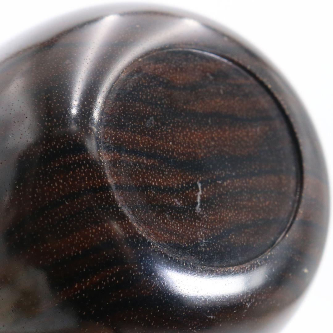 畑幸春作 縞黒檀に竹根嵌 高台寺蒔絵 中棗 茶道具 共箱　V946　N7