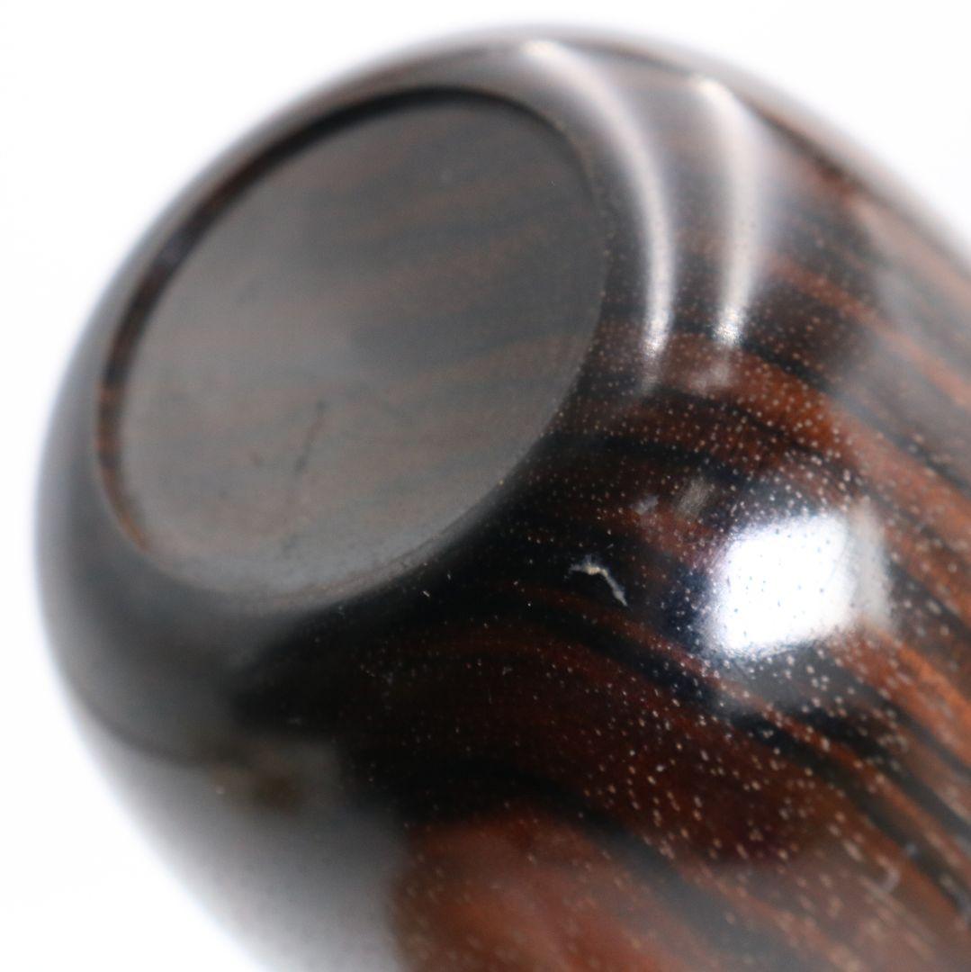 畑幸春作 縞黒檀に竹根嵌 高台寺蒔絵 中棗 茶道具 共箱　V946　N7