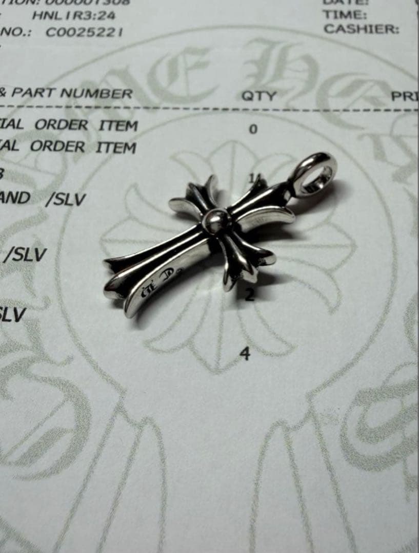 クロムハーツ　タイニーファット　チャーム　ペンダント　天然パヴェ　インボイス