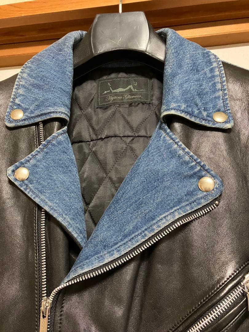 Hysteric Glamour デニムレザーダブルライダースジャケット
