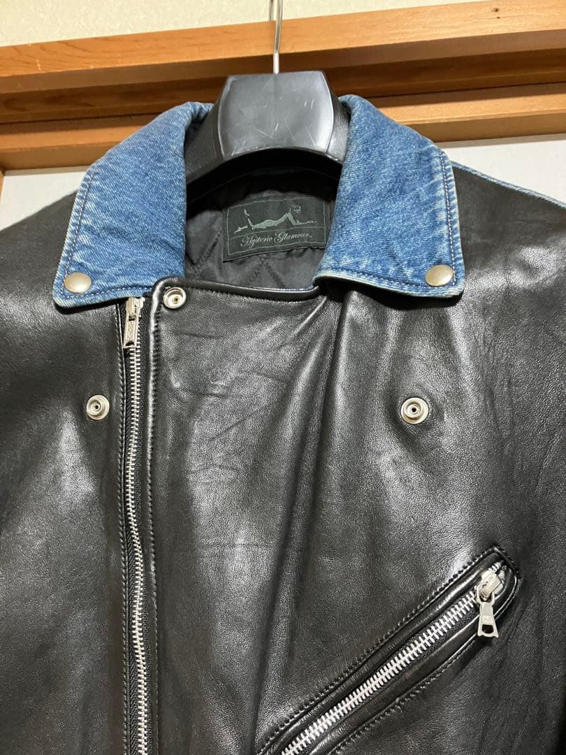 Hysteric Glamour デニムレザーダブルライダースジャケット