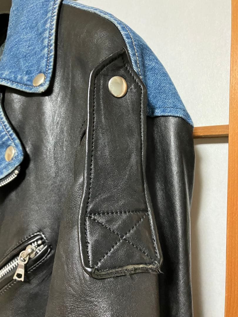 Hysteric Glamour デニムレザーダブルライダースジャケット