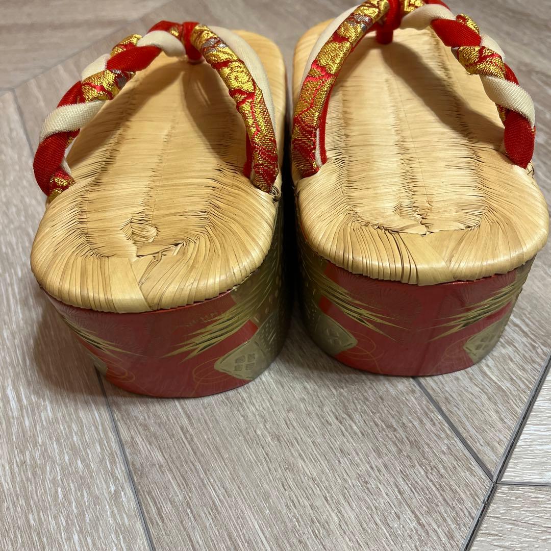 希少　七五三　ぽっくり　こっぽり　赤はなお　下駄　草履　鈴付き　鶴松　ひなまつり