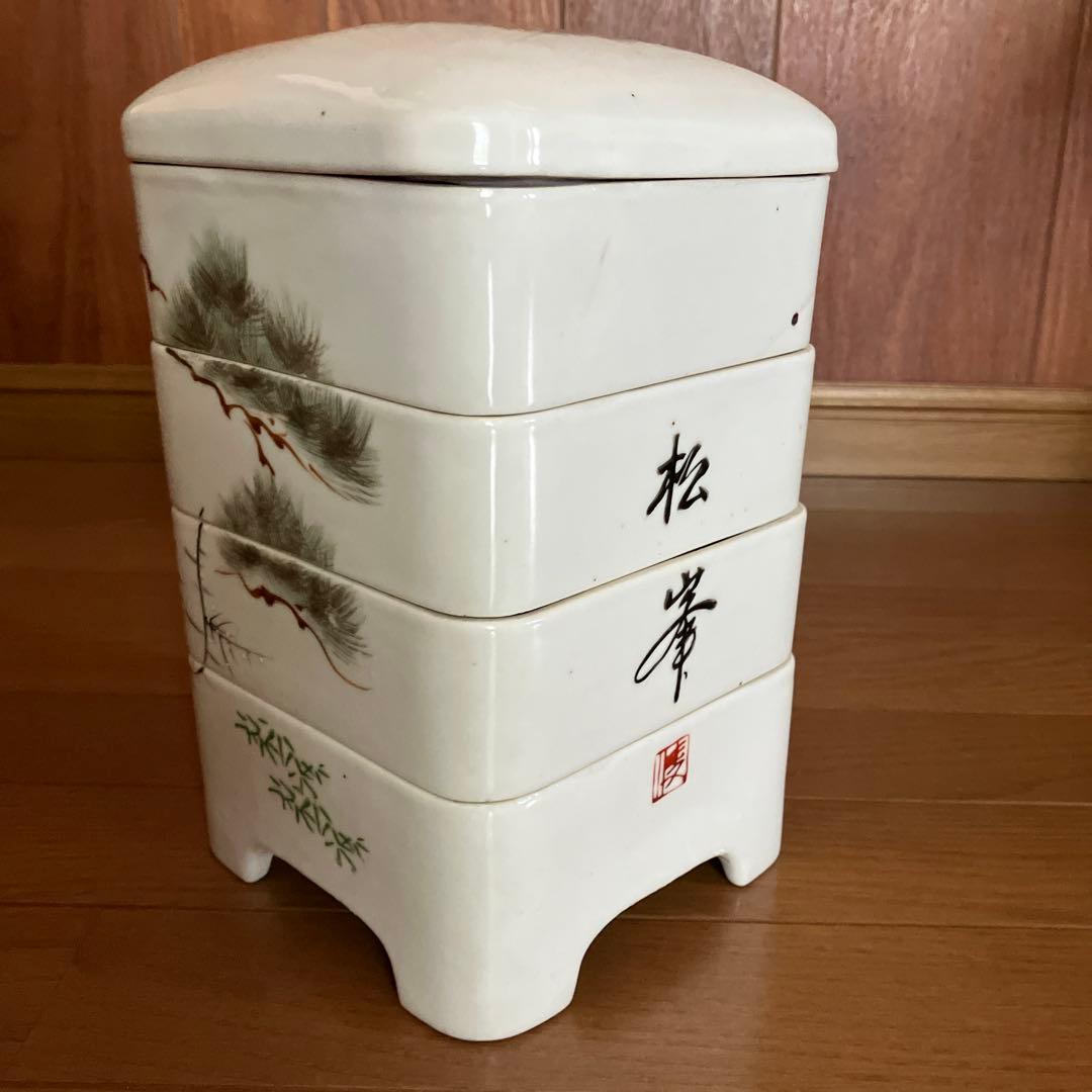陶器製重箱4段鶴松