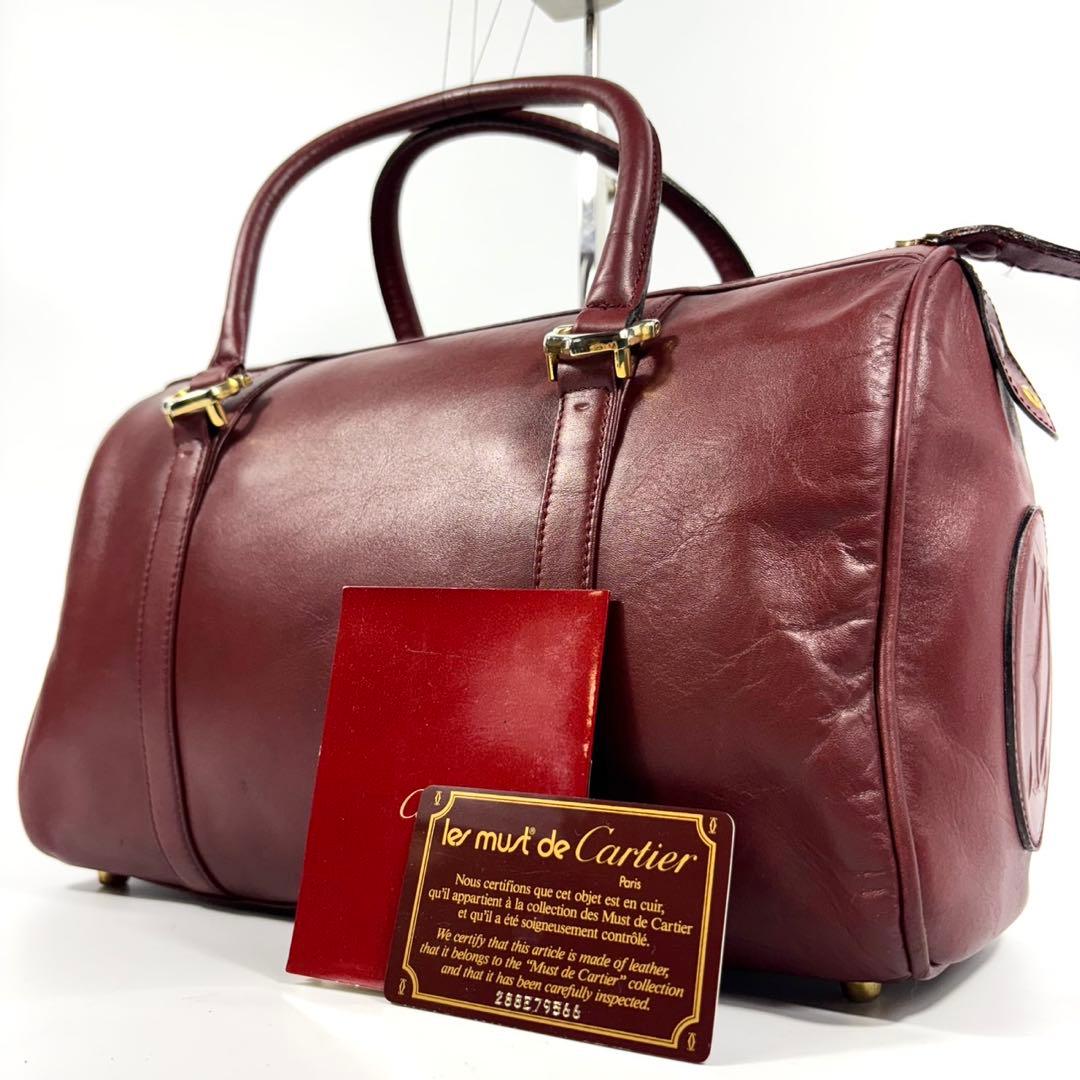 ✨美品✨カルティエ ミニボストン マストライン 本革 ゴールド金具 ボルドー