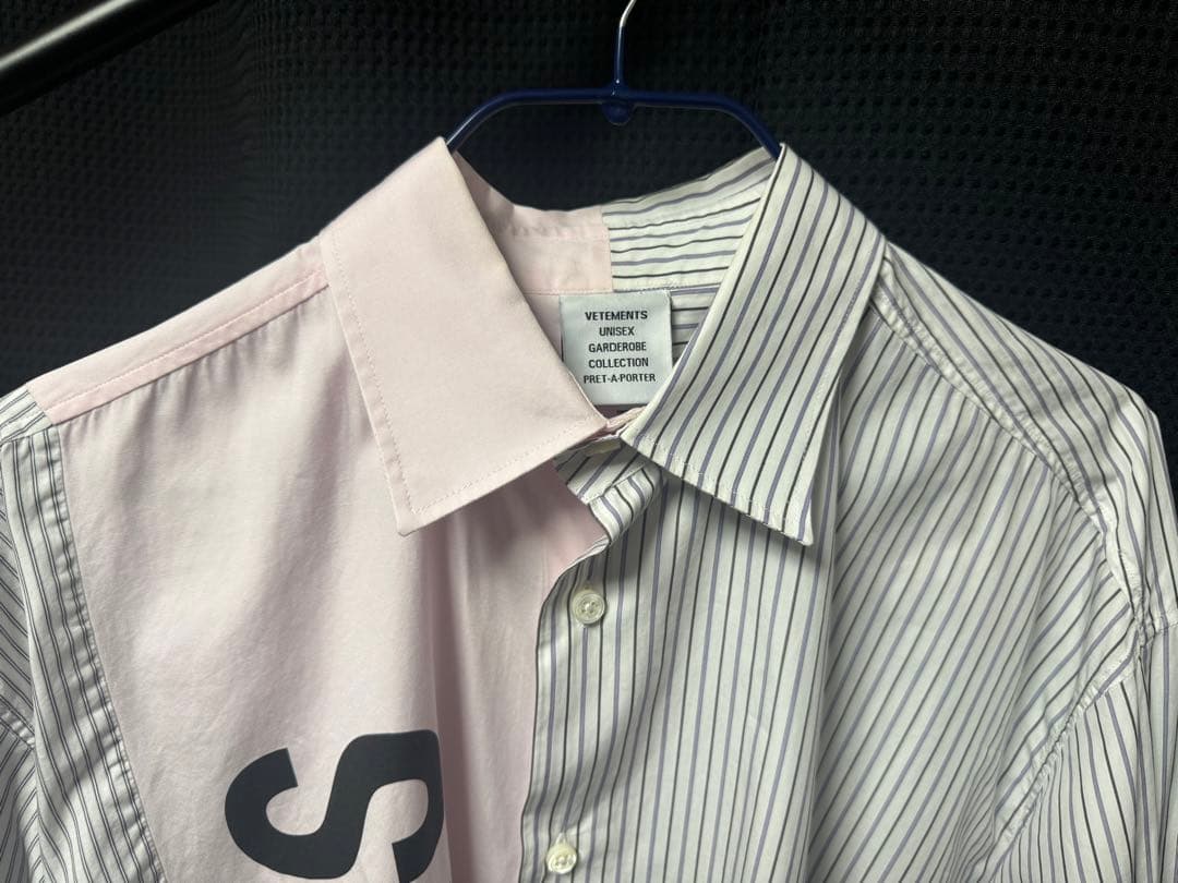 VETEMENTS ヴェトモン カットアップ ロゴシャツ ストライプシャツ S