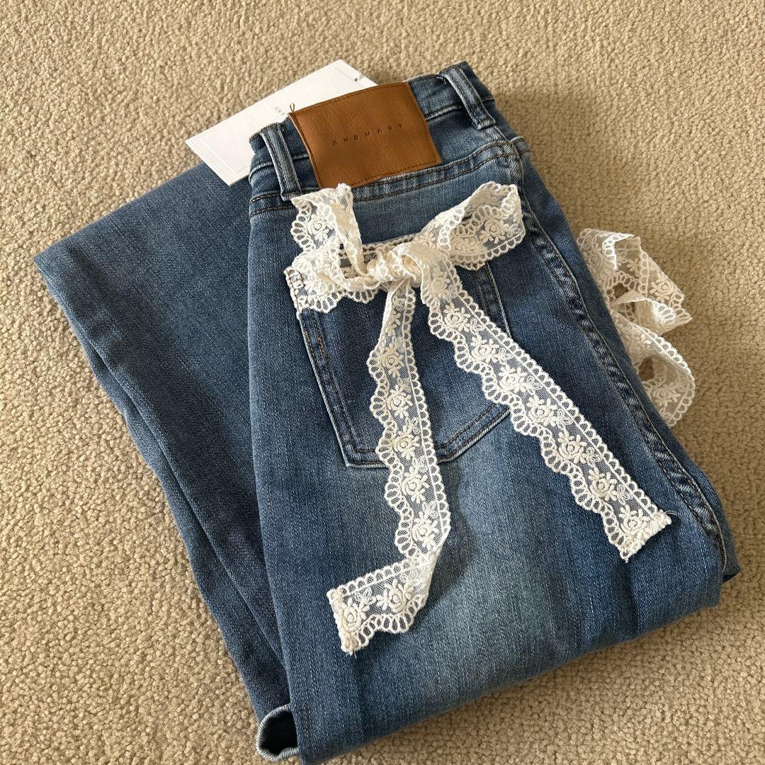 パンツ andmary Lacey ribbon denim S