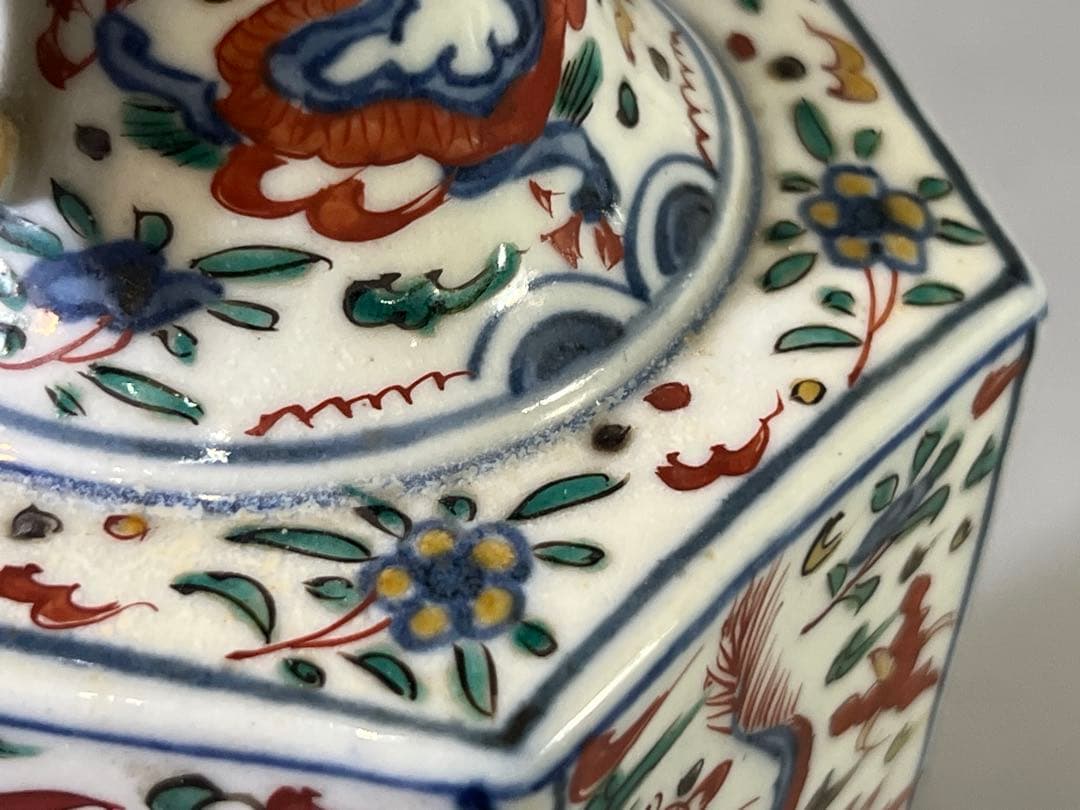 DT733 中国 赤絵 鯉双耳瓶