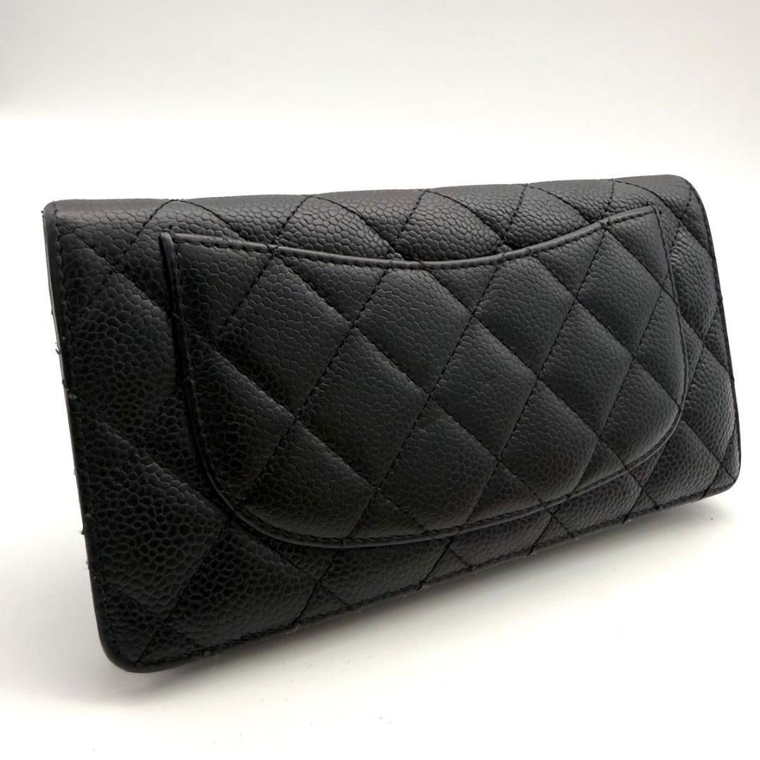 CHANEL【19番最高級美品】マトラッセ キャビアスキン 長財布 ゴールド金具
