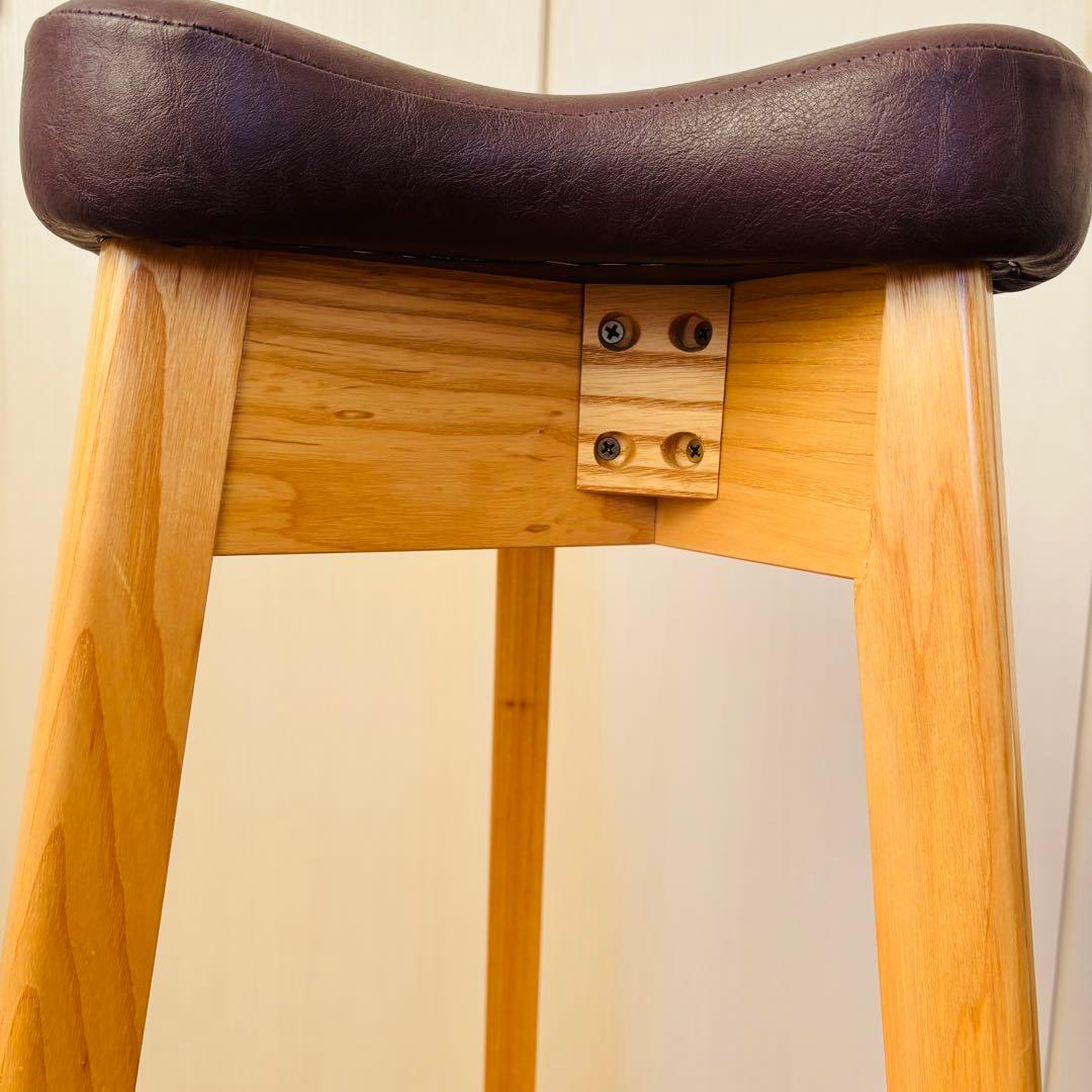 美品 飛行船スタイル マタ美 キッチンスツール ナチュラル パープル 椅子