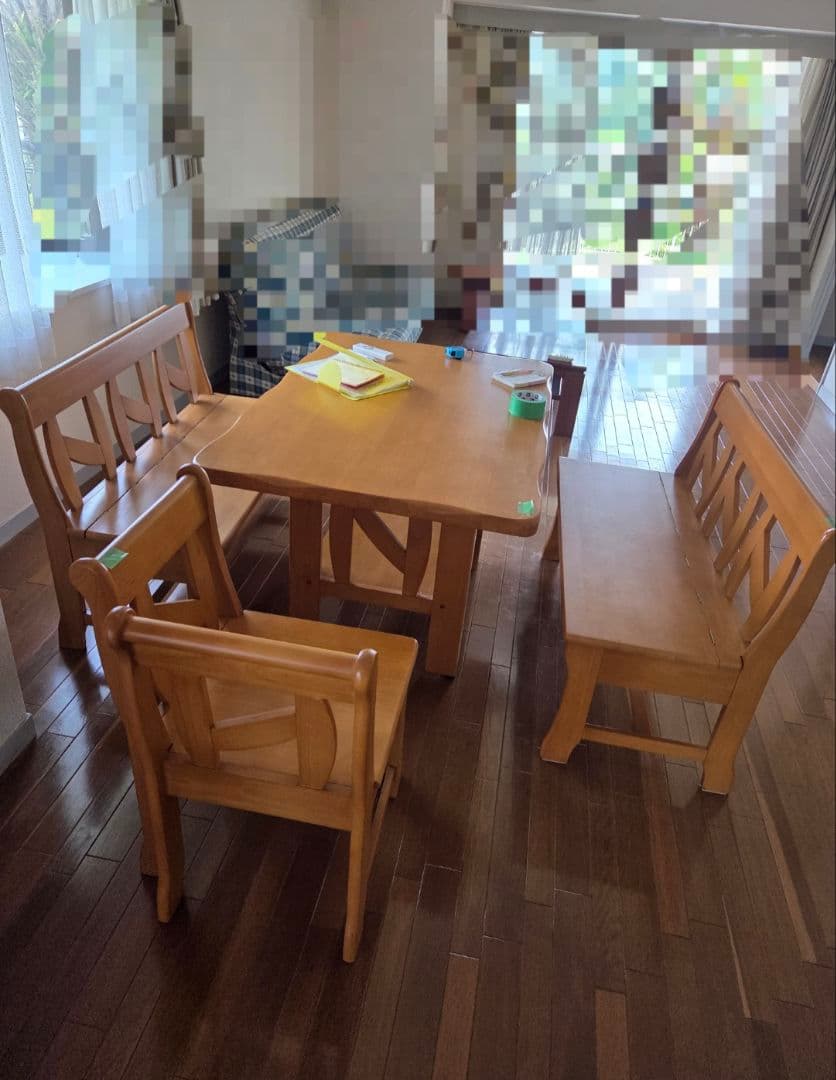 木製ダイニングテーブルセット 　収納付き　 5人用