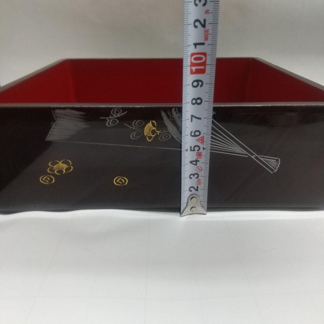 川連漆器 ニ段本重 ハ寸  沈金 蒔絵 本漆 天然木 脚付