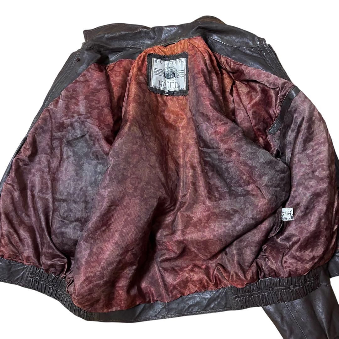 90s vintage Leather flight jacket LL 茶
