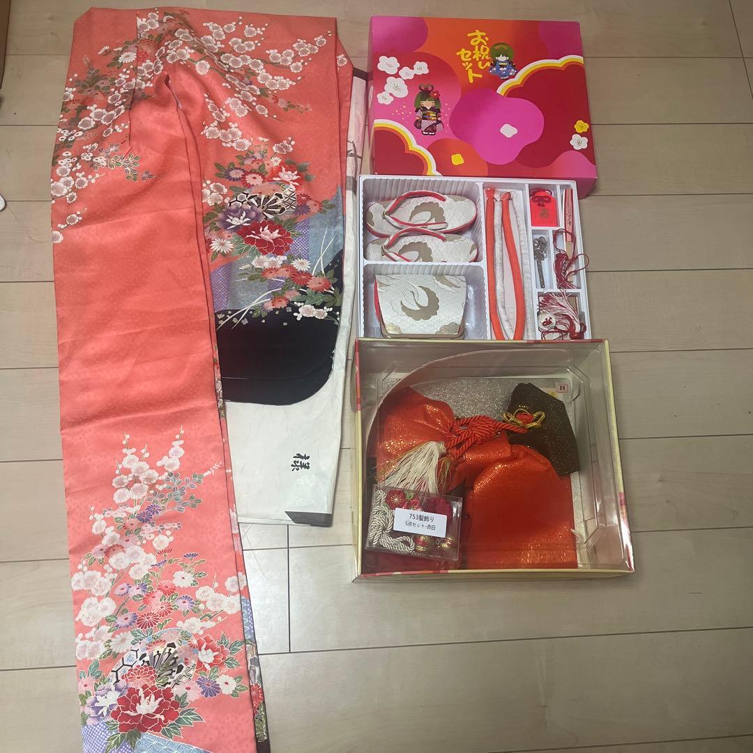 ７歳 子供用着物セット七五三用 花柄