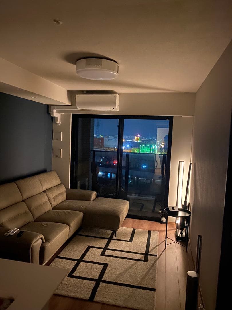 ベージュモダン グレー2人掛けソファ