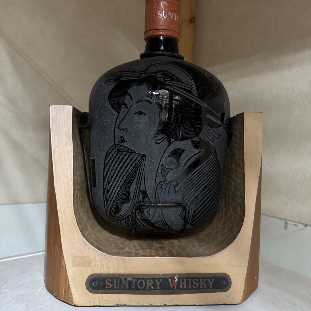 Suntory Whisky 浮世絵彫刻 陶器ボトル