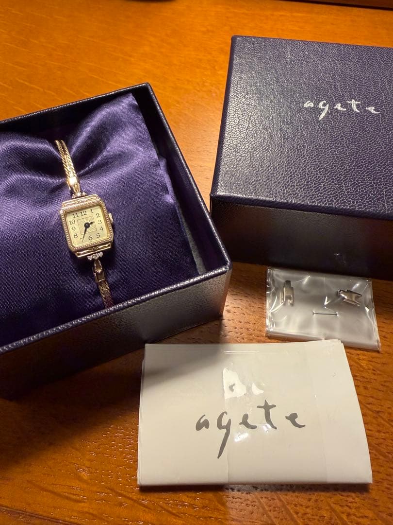 【美品】agete アガット ジュエリーウォッチ K10 ダイヤ