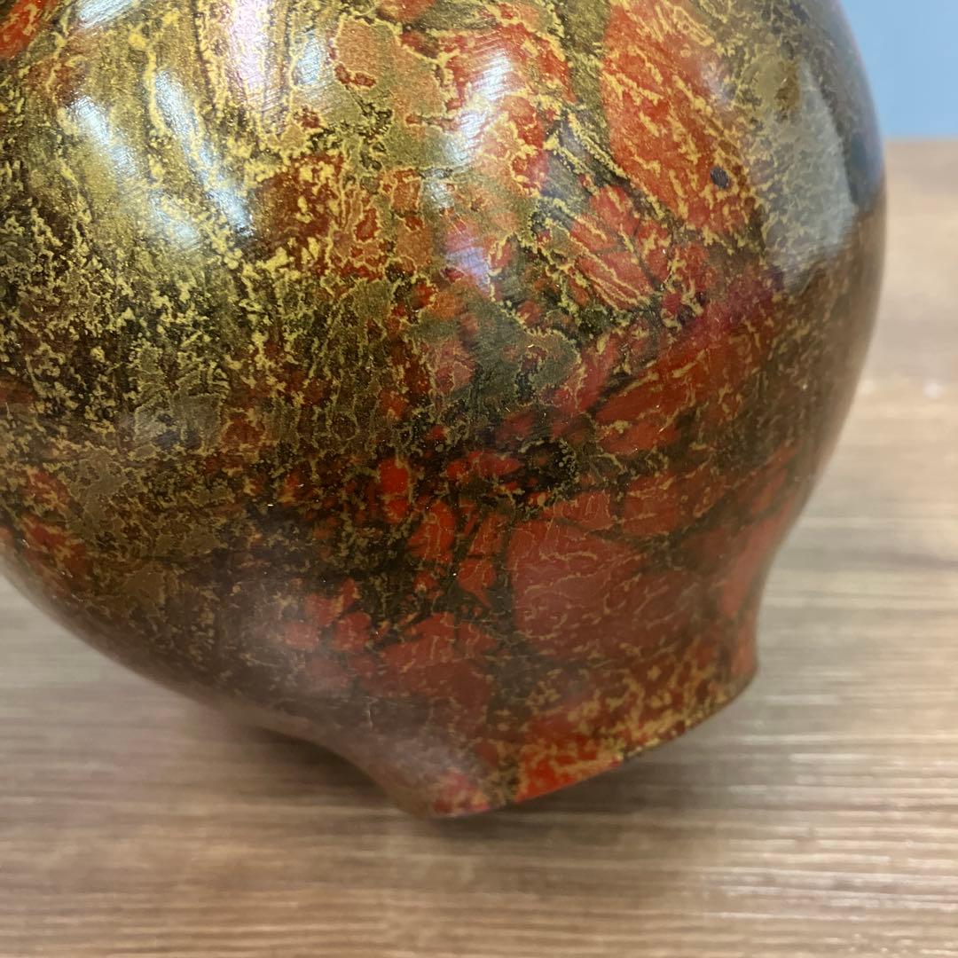 D-5 昭和レトロ 高岡銅器 鋳銅花瓶 「斑鳩」記念品 木箱付き 花瓶 花器