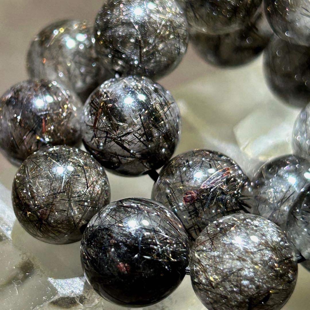 ⭐️最高級品！プラチナ　ブラック　ルチル　ブレス　帝王宝珠！希少！