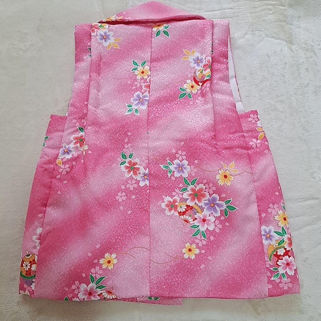 極美品【箱つき８点セット】七五三 子供用 花柄 ピンク　着物 記念 お祝い