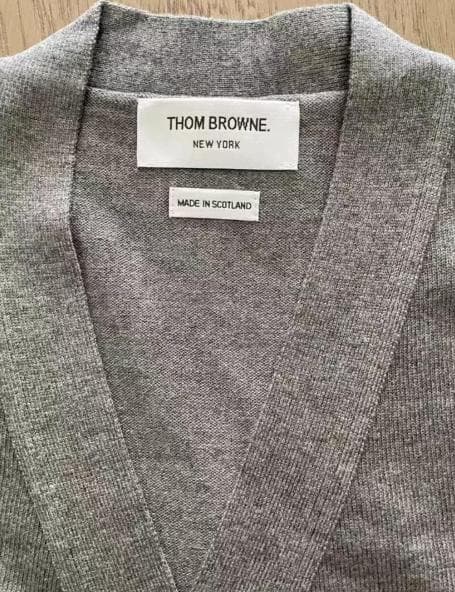 THOM BROWNE グレー カーディガン ストライプ袖