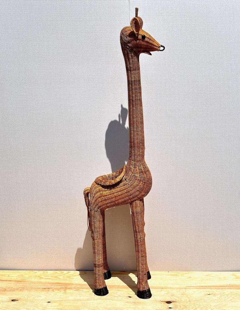 オールドラタン　キリン　オブジェ・プランタースタンド　高さ158cm！