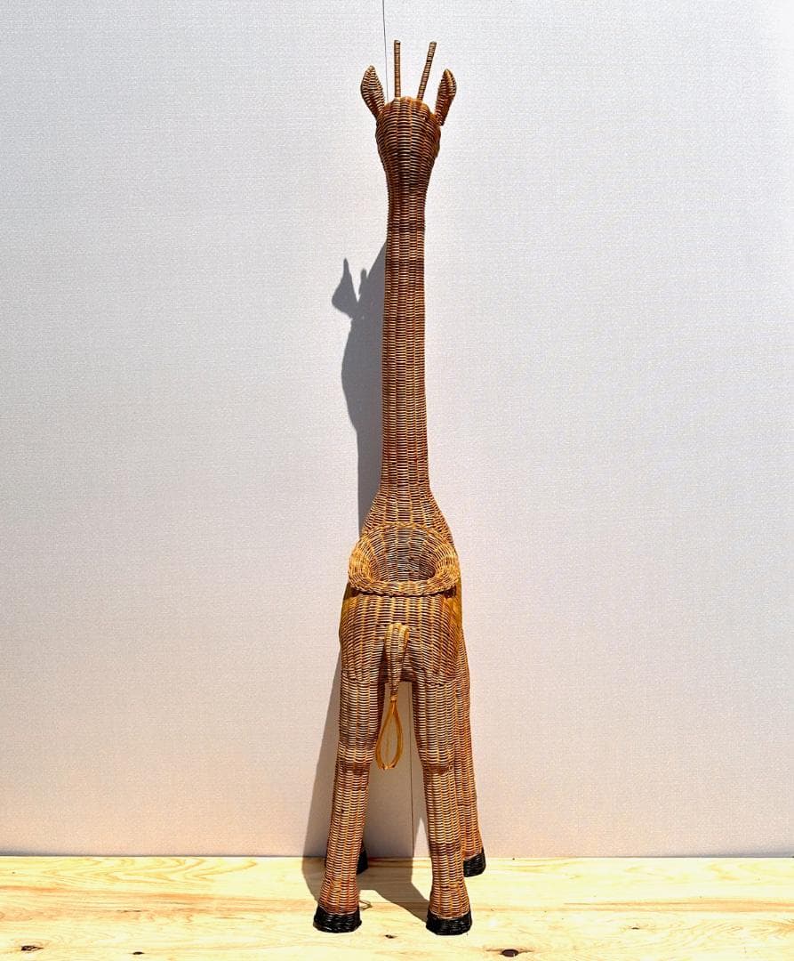 オールドラタン　キリン　オブジェ・プランタースタンド　高さ158cm！