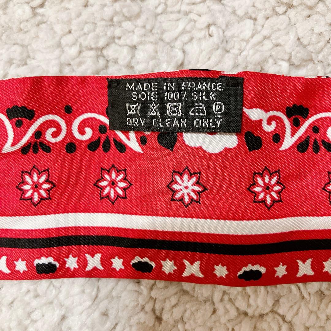 エルメス ツイリー シルク100% バンダナ柄 フランス製 バッグスカーフ
