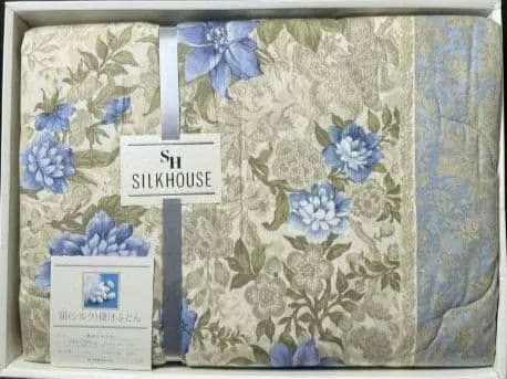 未使用 SILKHOUSE 絹肌布団 シルク 絹 掛け布団 花柄 シングルふとん