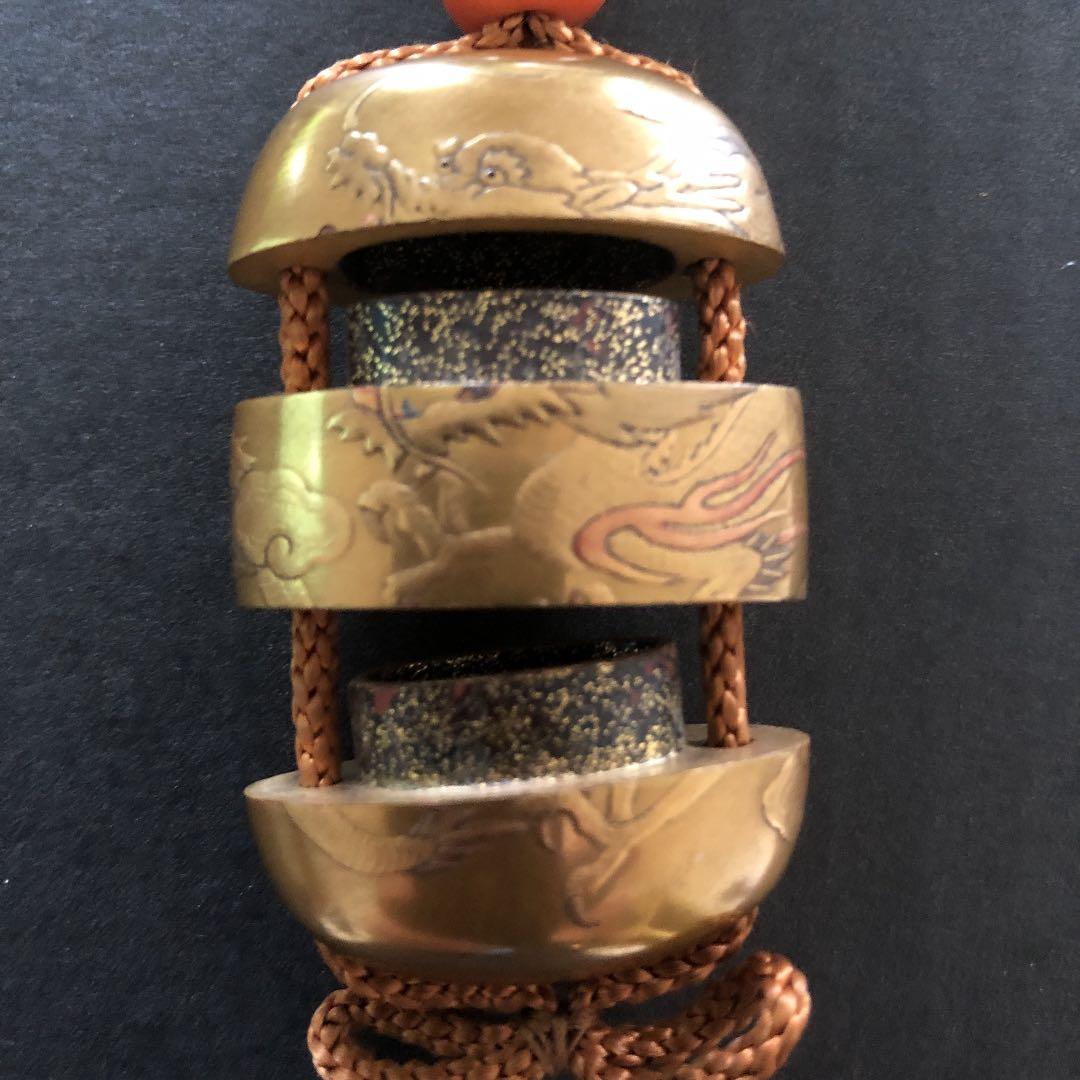 期間限定　お値下げ中　小印籠　龍　金蒔絵　アンティーク