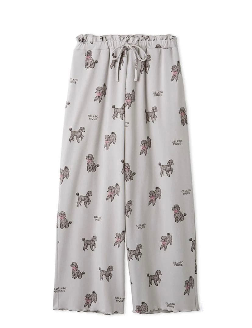 ジェラートピケ　プードル柄ジャガードプルオーバー&ロングパンツ