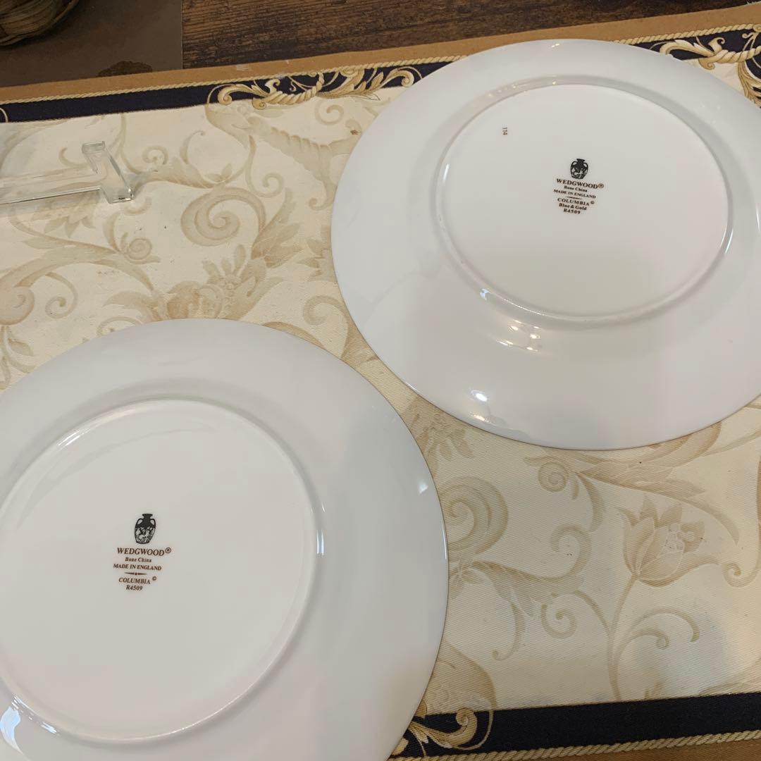 未使用　ウェッジウッド コロンビア　ブルー＆ゴールド 20.5cmプレート