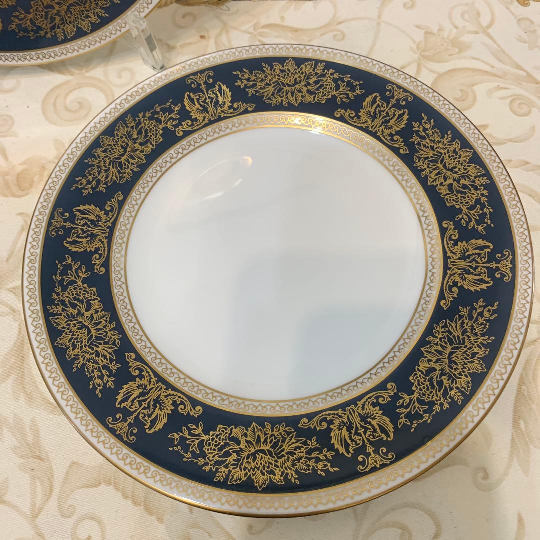 未使用　ウェッジウッド コロンビア　ブルー＆ゴールド 20.5cmプレート
